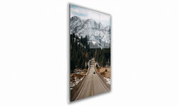 OBRAZ NA SZKLE PROSTOKĄTNY 70x100cm 116 Samochód pod górami