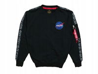 ALPHA INDUSTRIES Bluza Crewn Neck Czarna Logowana r. S