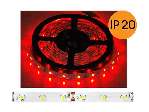 TAŚMA LED ECO IP20 CZERWONY 300 SMD3528 5M BIAŁE PODŁOŻE