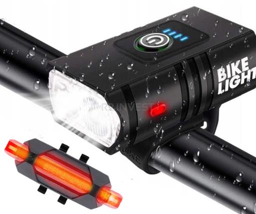 LAMPA ROWEROWA PRZEDNIA 1600LM + TYLNA BARDZO MOCNA!!!