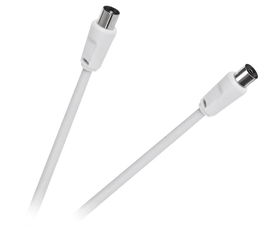 KABEL ANTENOWY TV - VIDEO BIAŁY 1,5M WTYK MĘSKI - ŻEŃSKI