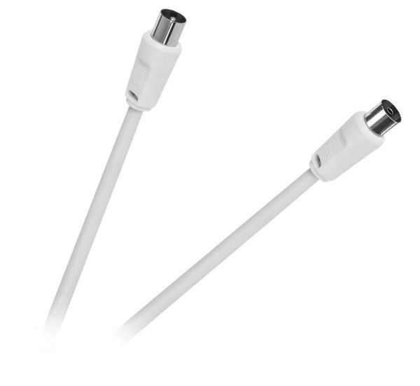 KABEL ANTENOWY TV - VIDEO BIAŁY 1,5M WTYK MĘSKI - ŻEŃSKI
