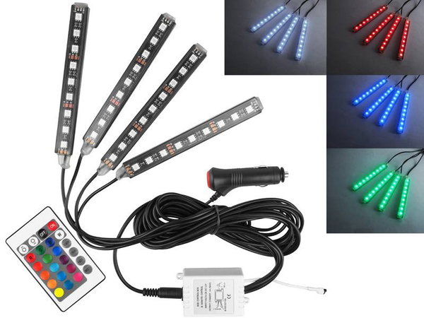 4 X LISTWA RGB 9 X LED + STEROWNIK PILOT