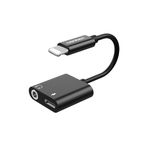 DENMEN ADAPTER HF APPLE LIGHTNING - JACK 3,5 CALA + ZASILANIE CZARNY DU08B