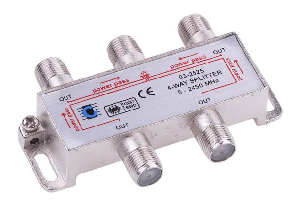 SPLITTER 4WAY 5-2450MHZ TV TRÓJNIK ROZDZIELACZ ANTENOWY