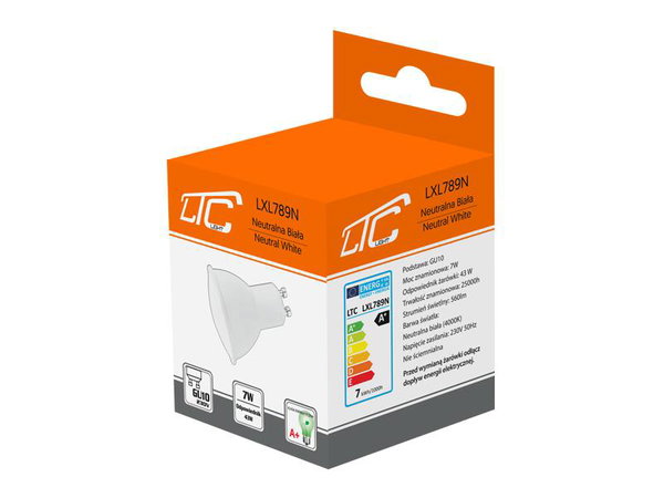 ŻARÓWKA LTC LED SMD GU10 7W 230V BIAŁY NEUTRALNY 4000K 560 LM