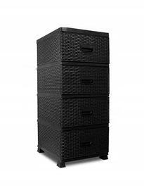 CZARNA SZAFKA UNIWERSALNA DO ŁAZIENKI SALONU POJEMNA KOMODA 4 SZUFLADY