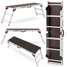 DRABINKA SKŁADANA ALUMINIOWA WYTRZYMAŁA DRABINA PODEST MOCNY STABILNA 2.60M