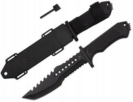 DUŻY NÓŻ SURVIVALOWY CZARNY MOCNY WIELOFUNKCYJNY DO LASU HARCERSKI WOJSKOWY