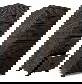 KOMODA 4 SZUFLADY UNIWERSALNA DO ŁAZIENKI SALONU POJEMNA SZAFKA CZARNA