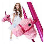 KOŃ KONIK MIĘKKA GŁOWA NA KIJU PLUSZOWA 82CM DZWIĘK HOBBY HORSE RÓŻOWY