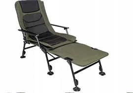 ROZKŁADANE KRZESŁO FOTEL KARPIOWE WYGODNE DUŻE PODNÓŻEK REGULOWANE ZIELONE