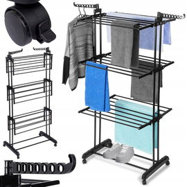 SUSZARKA NA PRANIE BIELIZNE UBRANIA ODZIEŻ PIONOWA DUŻA XXL CZARNA METALOWA