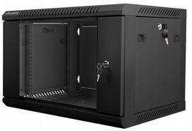 SZAFA WISZĄCA TELEINFORMATYCZNA RACK 19" 6U SZAFKA SZKLANE DRZWI 450 CZARNA