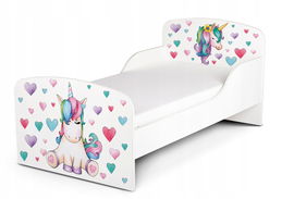 ŁÓŻKO DZIECIĘCE POJEDYNCZE JEDNOROŻEC DLA DZIECI 140X70CM Z MATERACEM