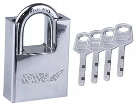 Kłódka trzpieniowa żeliwna niklowana 60mm na klucz Dedra 11U152