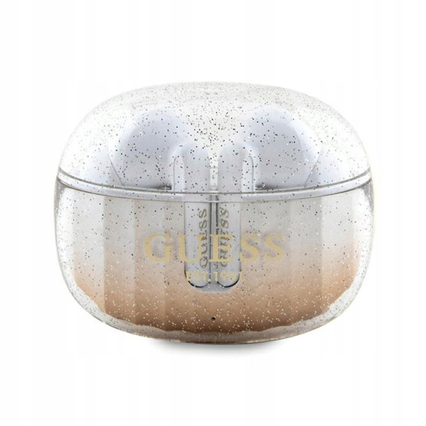 Guess Glitter Gradient - Słuchawki Bluetooth TWS + etui ładujące (złoty)