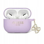 Guess Liquid Silicone Glitter Triangle Charm Etui AirPods Pro 2 (fioletowy)