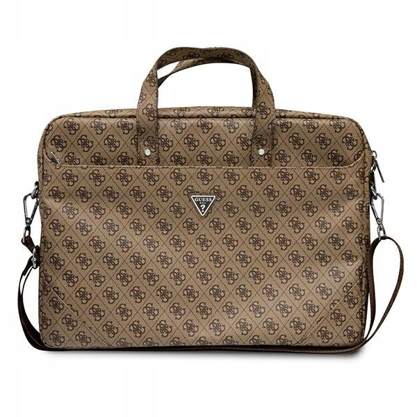Guess Saffiano 4G Triangle Logo Computer Bag Torba na notebooka 16” brązowy