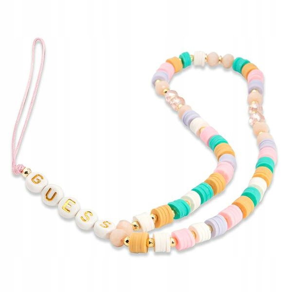 Guess Phone Strap Beads Heishi - Zawieszka do telefonu 25 cm (Flower Pink)