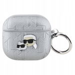 Karl Lagerfeld Monogram Karl & Choupette Head - Etui AirPods 4 (srebrny)