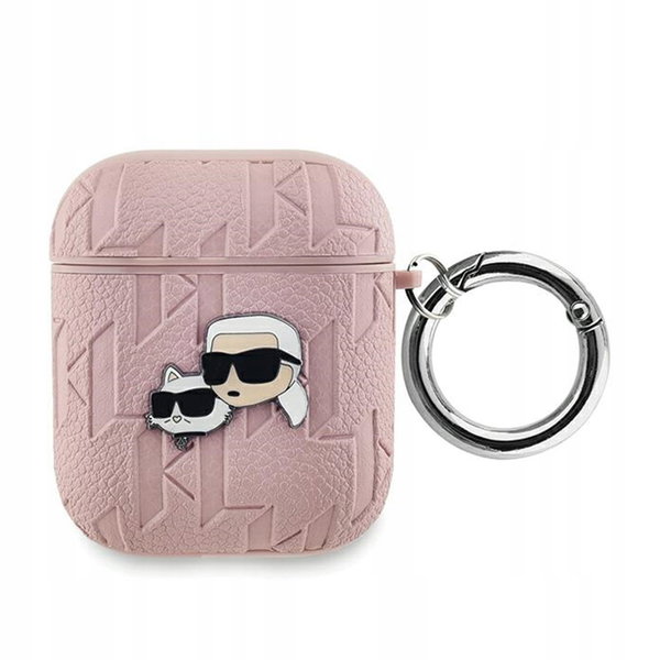 Karl Lagerfeld Monogram Karl & Choupette Head Etui AirPods 1/2 gen (różowy)