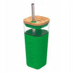 Kubek szklany 540 ml ze słomką ze stali nierdzewnej (Green)