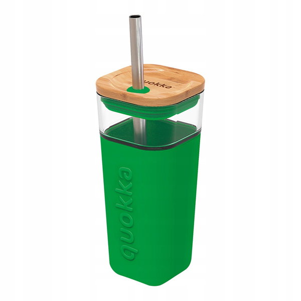 Kubek szklany 540 ml ze słomką ze stali nierdzewnej (Green)