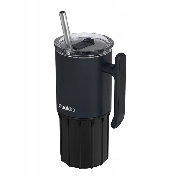 Kubek ze stali nierdzewnej 720 ml ze słomką i silikonową podstawką (Black)