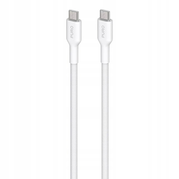 PURO Fabric - Kabel w oplocie heavy duty USB-C do USB-C 1,2m (biały)