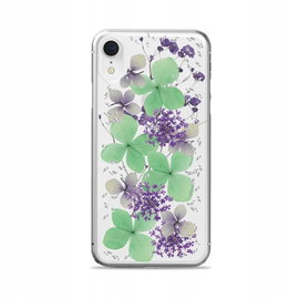 PURO Glam Hippie Chic Cover Etui iPhone XR prawdziwe płatki kwiatów zielone