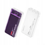 Power bank 20000 mAh PD 20W + QC 22.5W (Fioletowy / Przezroczysty)