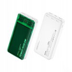 Power bank 20000 mAh PD 20W + QC 22.5W (Zielony / Przezroczysty)