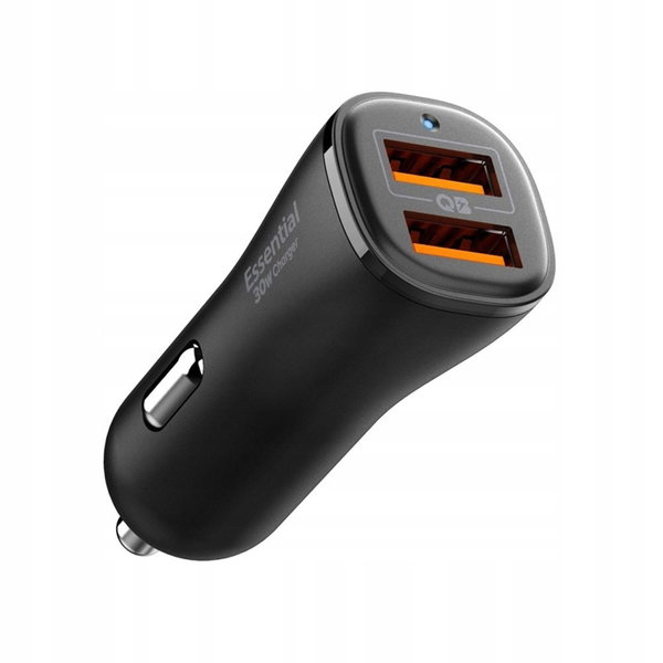 Spigen Essential EV302 - Ładowarka samochodowa 2x USB-A 30W (Czarny)