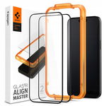 Spigen Alm Glass FC 2-Pack Szkło hartowane do iPhone 15 2 szt Czarna ramka