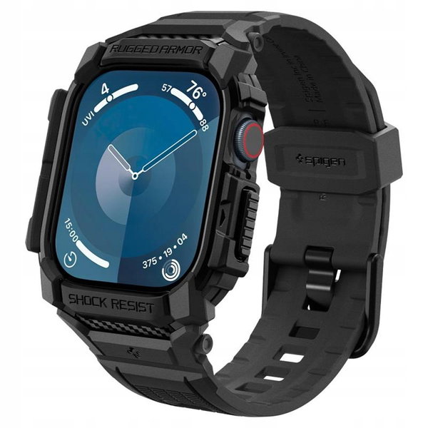Spigen Rugged Armor Pro - Pasek z obudową do Apple Watch 10 42 mm (Matte Bl
