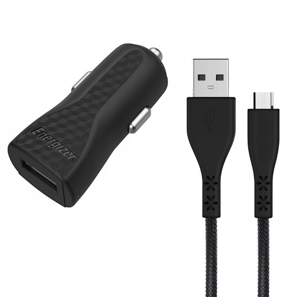 Ładowarka samochodowa USB-A 1A + Kabel Micro USB (Czarny)
