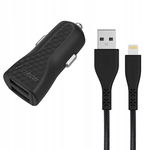 Ładowarka samochodowa 2x USB-A 17W 3.4A + Kabel Lightning certyfikat MFi (C