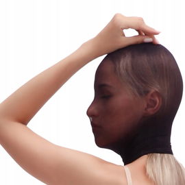 Czarna Maska na Głowę Twarz Bielizna Damska Pończocha