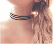 Czarny Choker Naszyjnik 3 Rzemyki Chocker Potrójny
