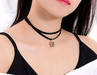 Czarny Choker Naszyjnik Chocker Rzemyk Przywieszka