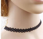 Czarny Choker Naszyjnik Tasiemka Złoty Chocker Biżuteria
