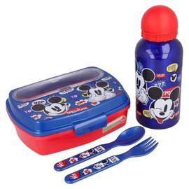 Mickey Mouse - Zestaw lunchbox, bidon 400ml, sztućce