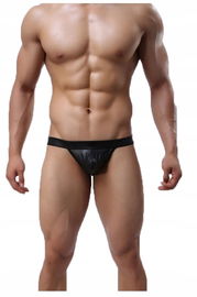 Męska Bielizna Majtki Wetlook Lack Lateks Kostium Piżama Czarna