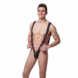 Męska Bielizna Body Latex Vinyl Skóra Kostium Czarny Strój Borata