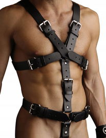 Męska Bielizna Uprząż Na Klatkę Skóra Body Czarna