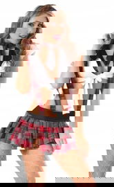 Strój Niegrzecznej Uczennicy Bielizna Damska Komplet Top Kombinezon