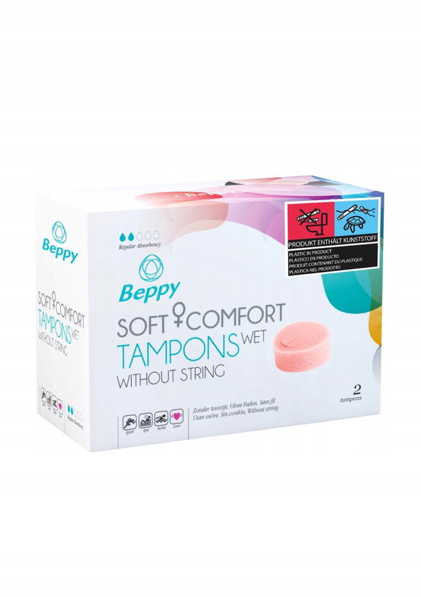 Beppy Soft & Comfort Wet miękkie tampony bez sznureczka wilgotne 2 sztuk