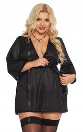 Bielizna Damska Czarny Szlafrok Peniuar 2XL