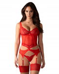 Cupide Desir gorset stringi Bielizna Damska Czerwona Obsessive Koronka S/M
